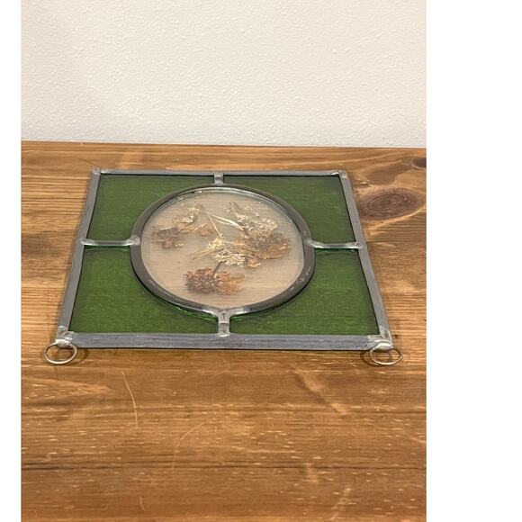 Artist Signed Pressed Flower Stained Glass Panel Oval Cottagecore Decor - Picture 5 of 8